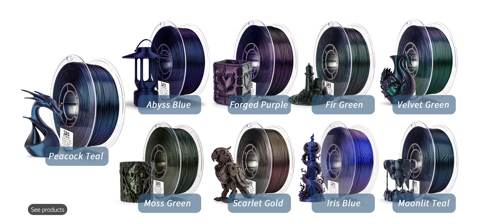 The Hoya Trove Chameleon Collection - color-shifting filament options