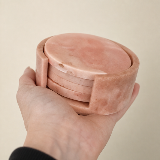 Coaster Set (4) + Holder — "Carnosa Bloom"