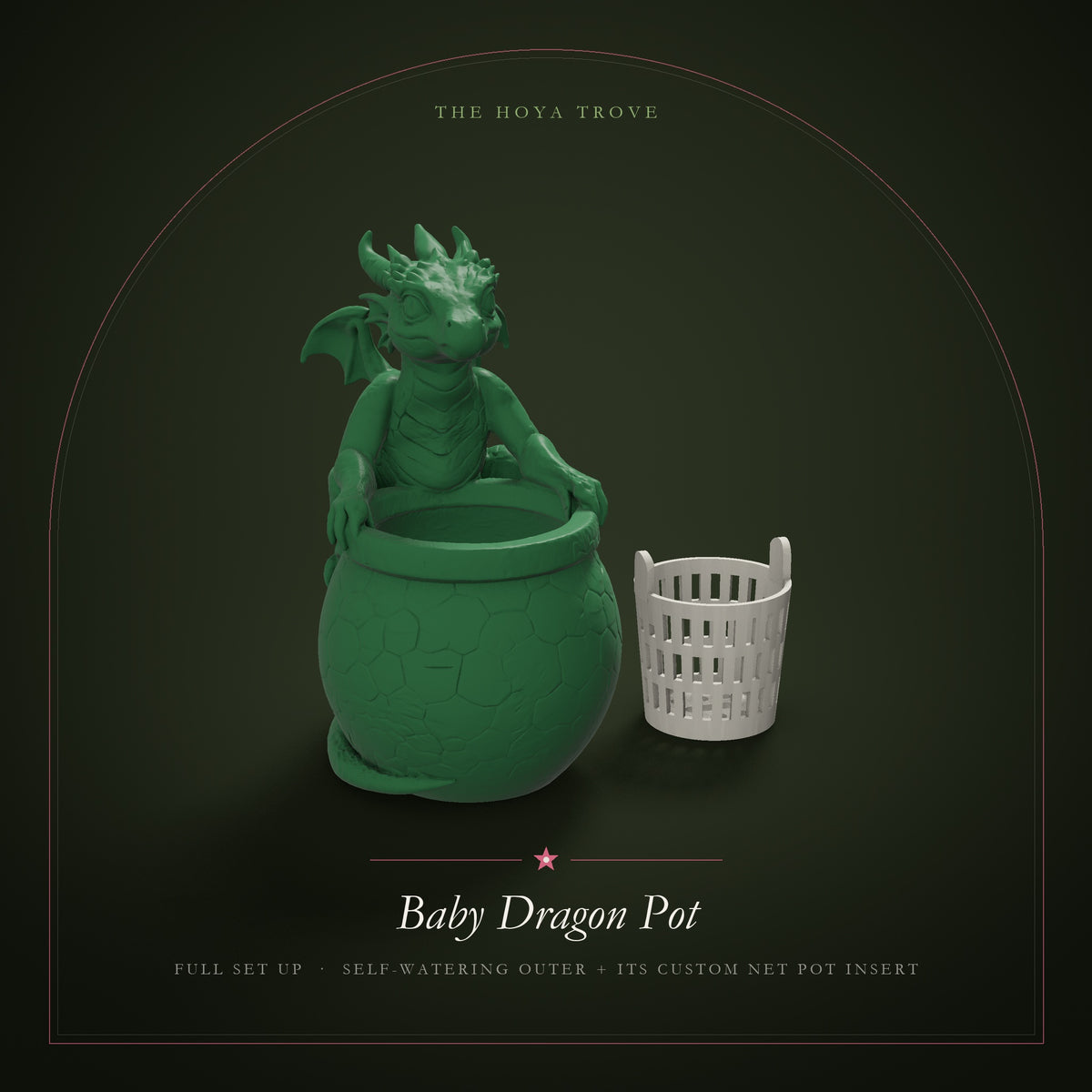 Baby Dragon Pot Full Set Up - self-watering dragon pot with its custom net pot insert