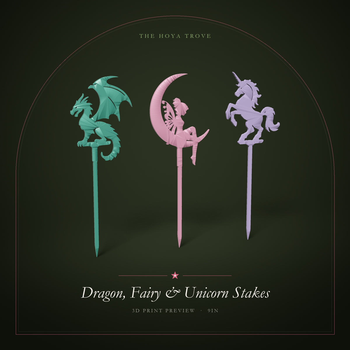Dragon, Fairy & Unicorn Slim Stakes - 3D print preview