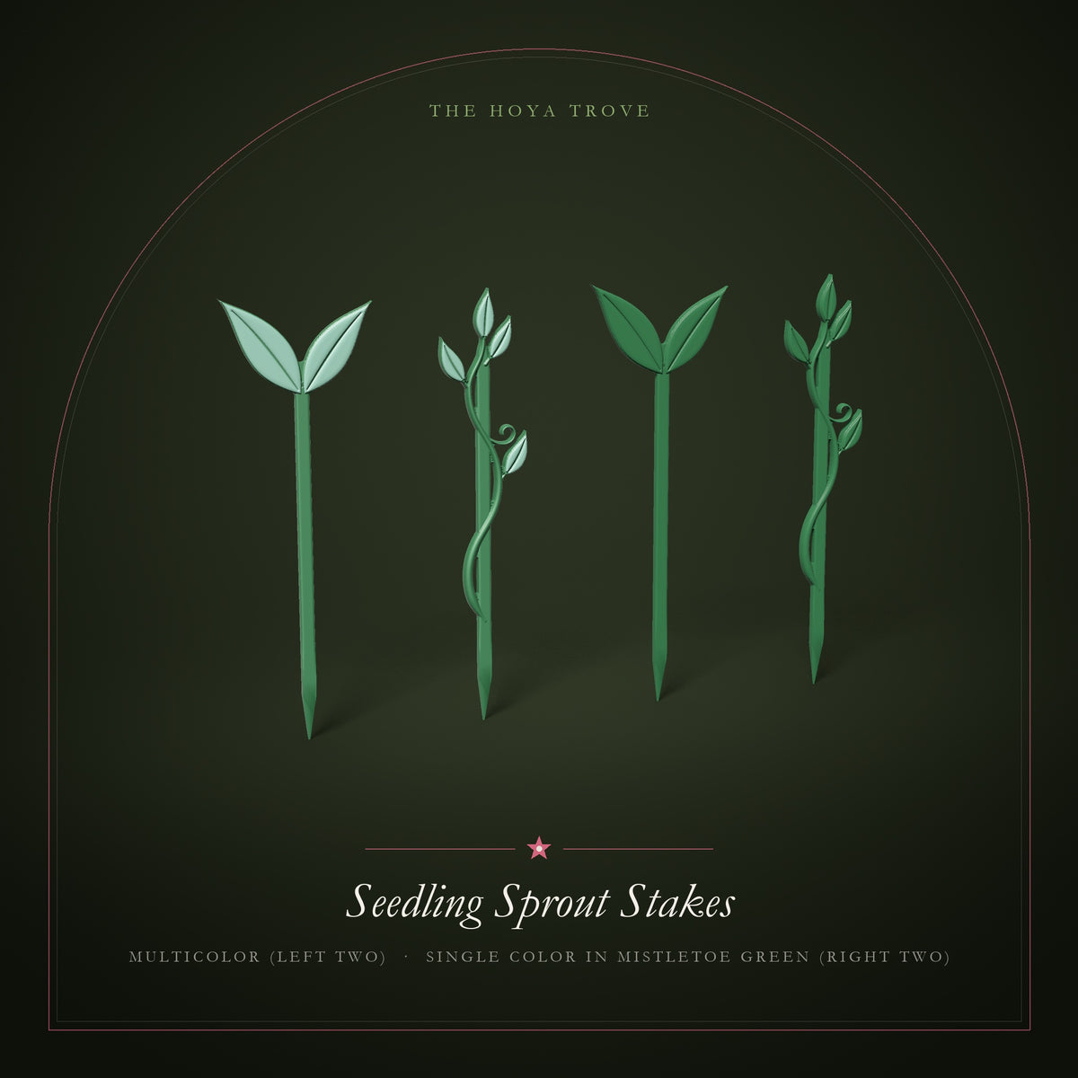 Seedling Sprout Stakes (3-Pack) - 3D print preview: multicolor and single color